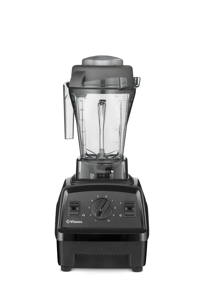 Black Vitamix E310 Explorian blender with its 48-ounce jar, variable-speed dial and pulse switch.